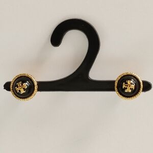 Tory Burch Earrings Black and Gold with Logo